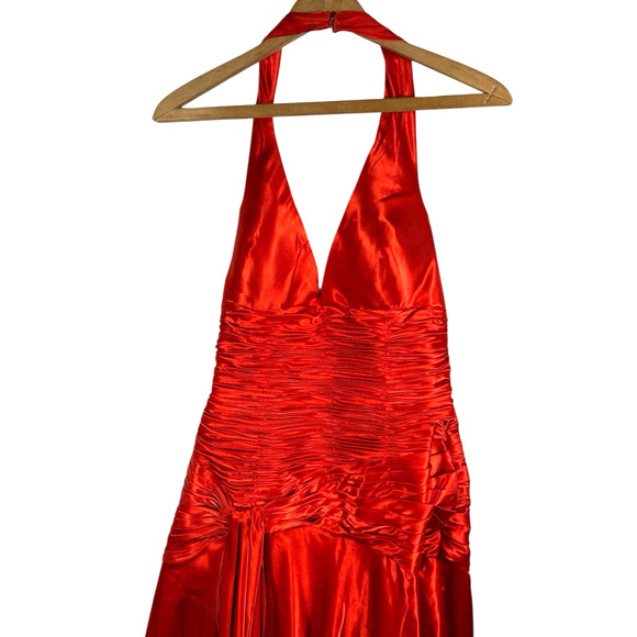 Blush Prom by Alexia Dress Size 8 Formal Prom Red Halter Satin High Slit Y2K New - Picture 5 of 16